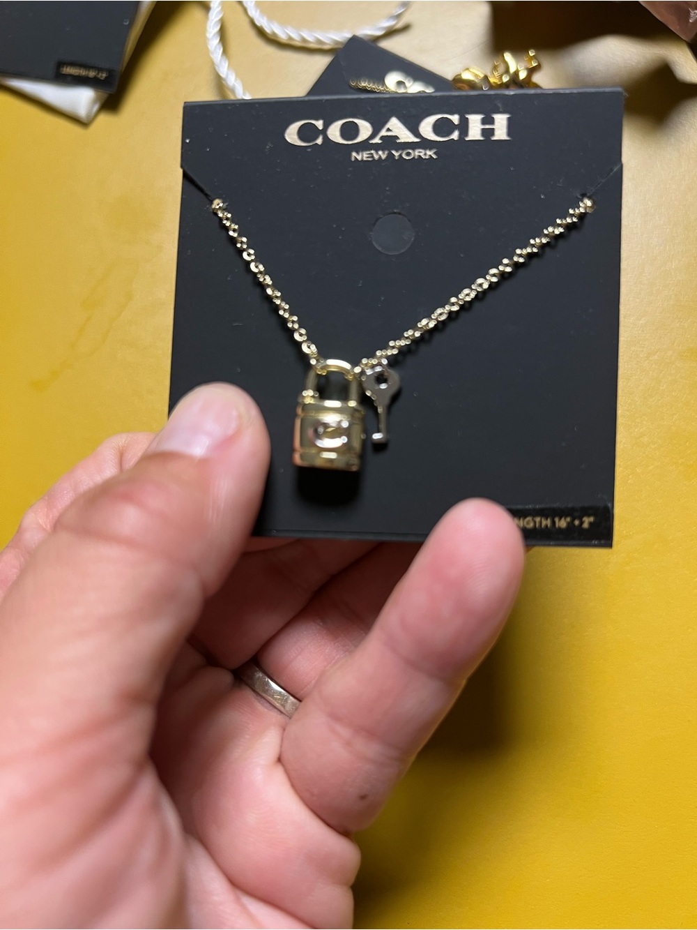 COACH Gold Padlock & Key Pendant Necklace